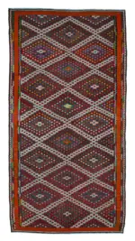 Cıcım Eskitme Multi Renk Keçi Kılı El Dokuma Kilim-194x363