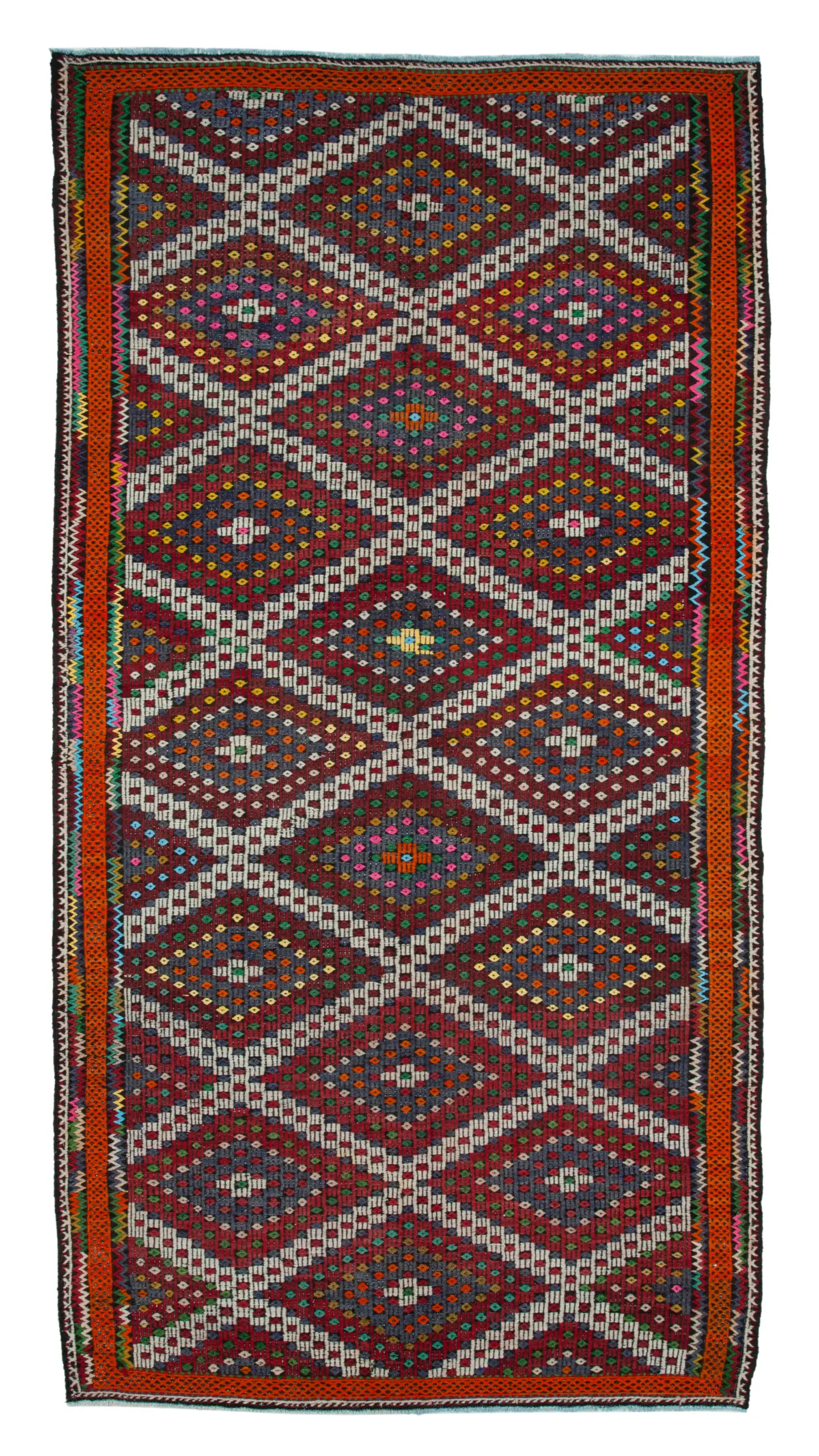 Rc_35669_1_Multicolor_Oriental_Kilim_Rugs Cıcım Eskitme Multi Renk Keçi Kılı El Dokuma Kilim-194x363 - Görsel 1