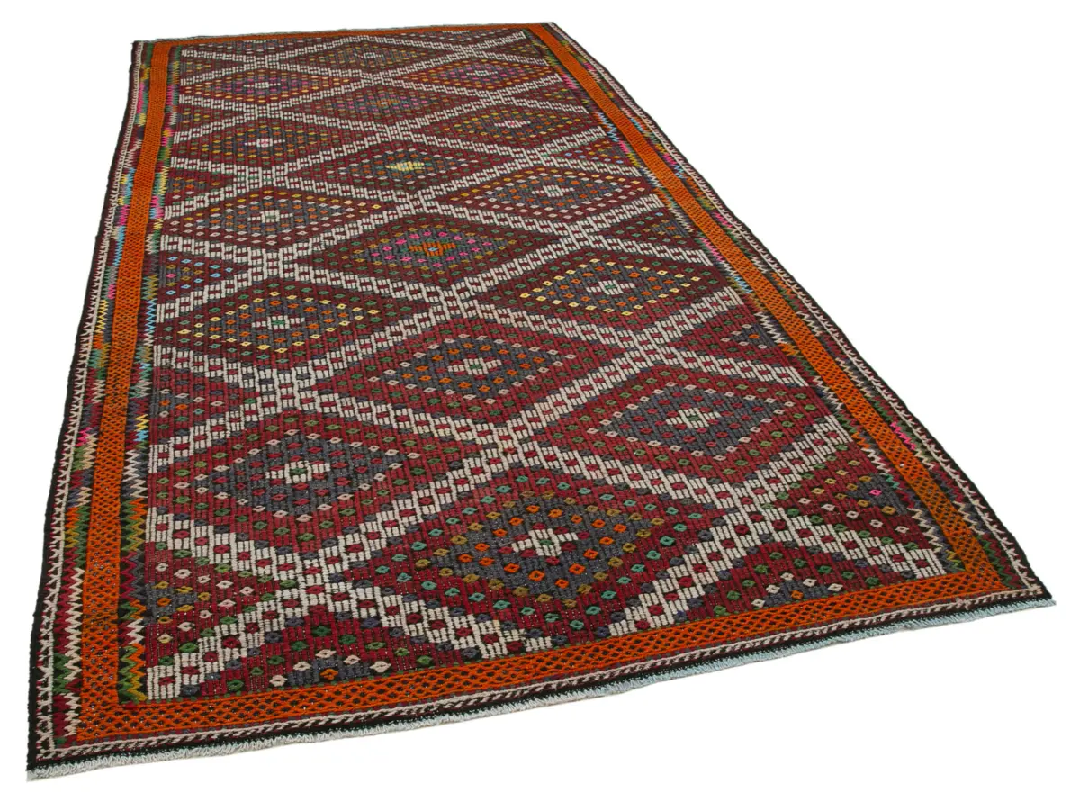 Cıcım Eskitme Multi Renk Keçi Kılı El Dokuma Kilim-194x363 - Görsel 2