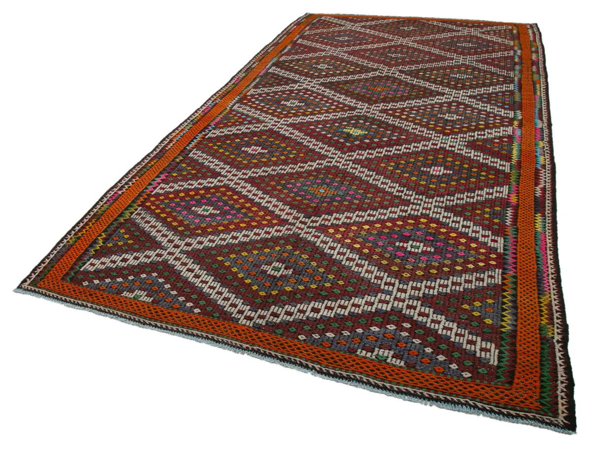 Cıcım Eskitme Multi Renk Keçi Kılı El Dokuma Kilim-194x363 - Görsel 3