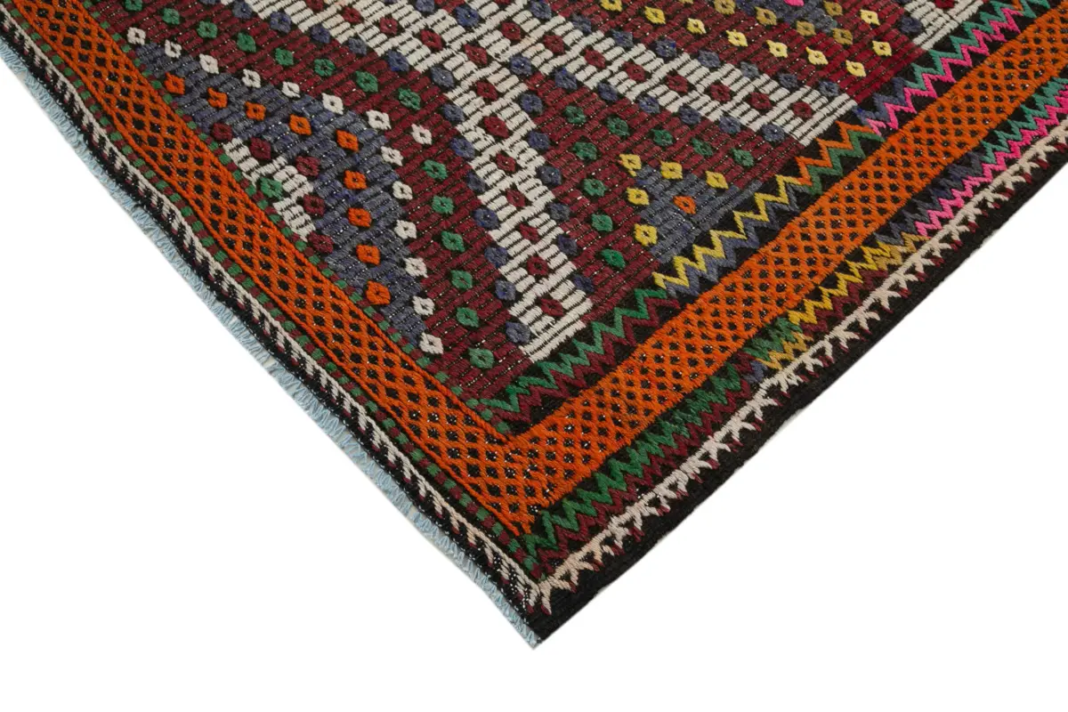 Cıcım Eskitme Multi Renk Keçi Kılı El Dokuma Kilim-194x363 - Görsel 4