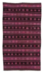 Cıcım Eskitme Pembe Renk Keçi Kılı El Dokuma Kilim-176x315