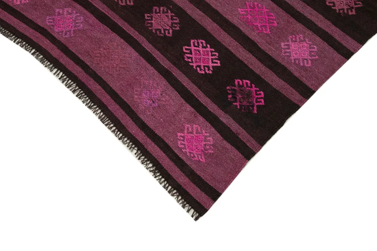 Cıcım Eskitme Pembe Renk Keçi Kılı El Dokuma Kilim-176x315 - Görsel 4