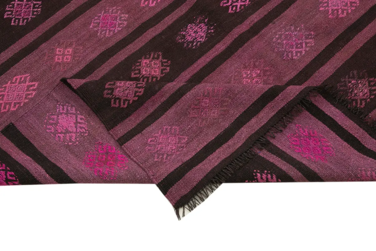 Cıcım Eskitme Pembe Renk Keçi Kılı El Dokuma Kilim-176x315 - Görsel 6