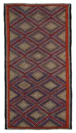 Cıcım Eskitme Multi Renk Keçi Kılı El Dokuma Kilim-200x358