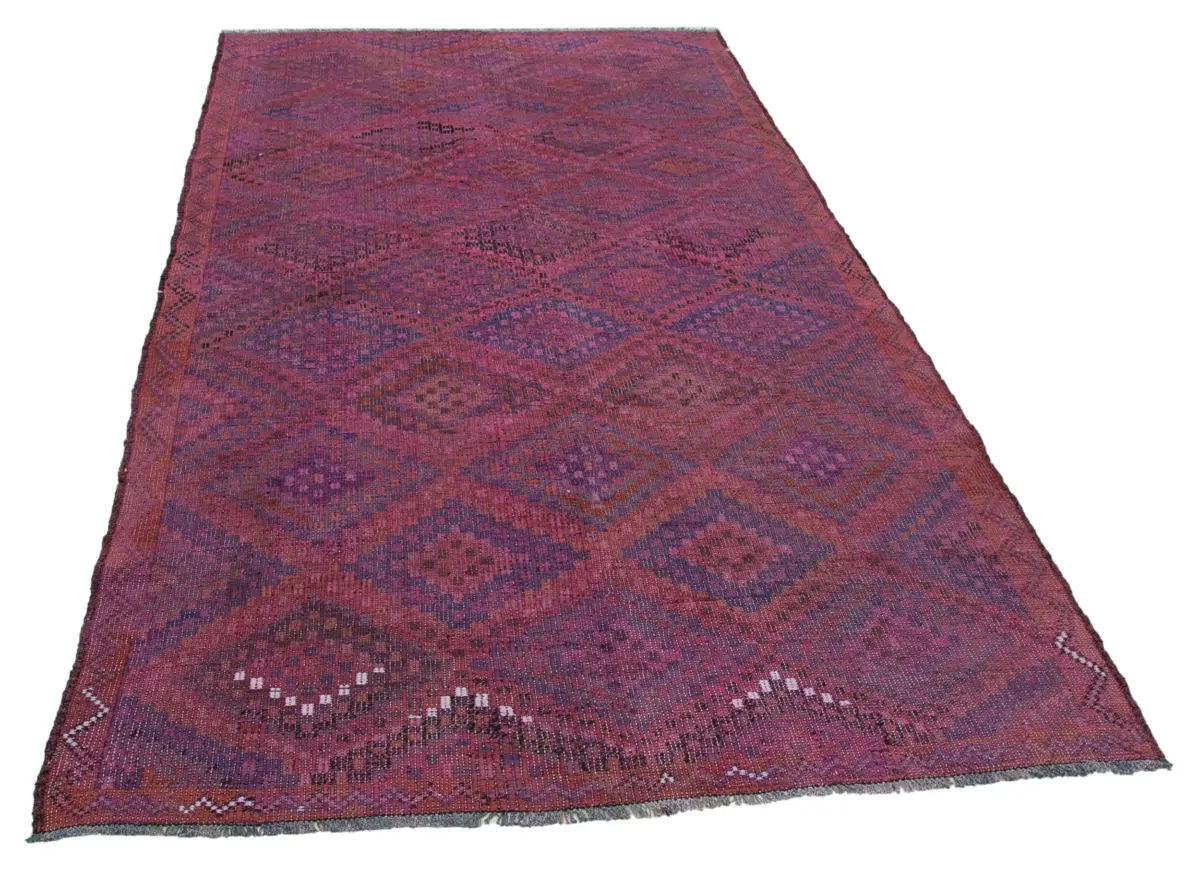 Cıcım Eskitme Pembe Renk Keçi Kılı El Dokuma Kilim-170x290 - Görsel 2