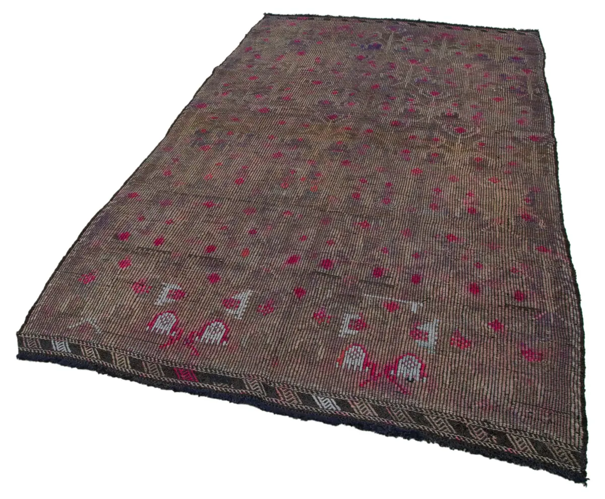 Cıcım Eskitme Mor Renk Keçi Kılı El Dokuma Kilim-160x272 - Görsel 3