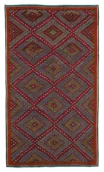 Cıcım Eskitme Multi Renk Keçi Kılı El Dokuma Kilim-190x338