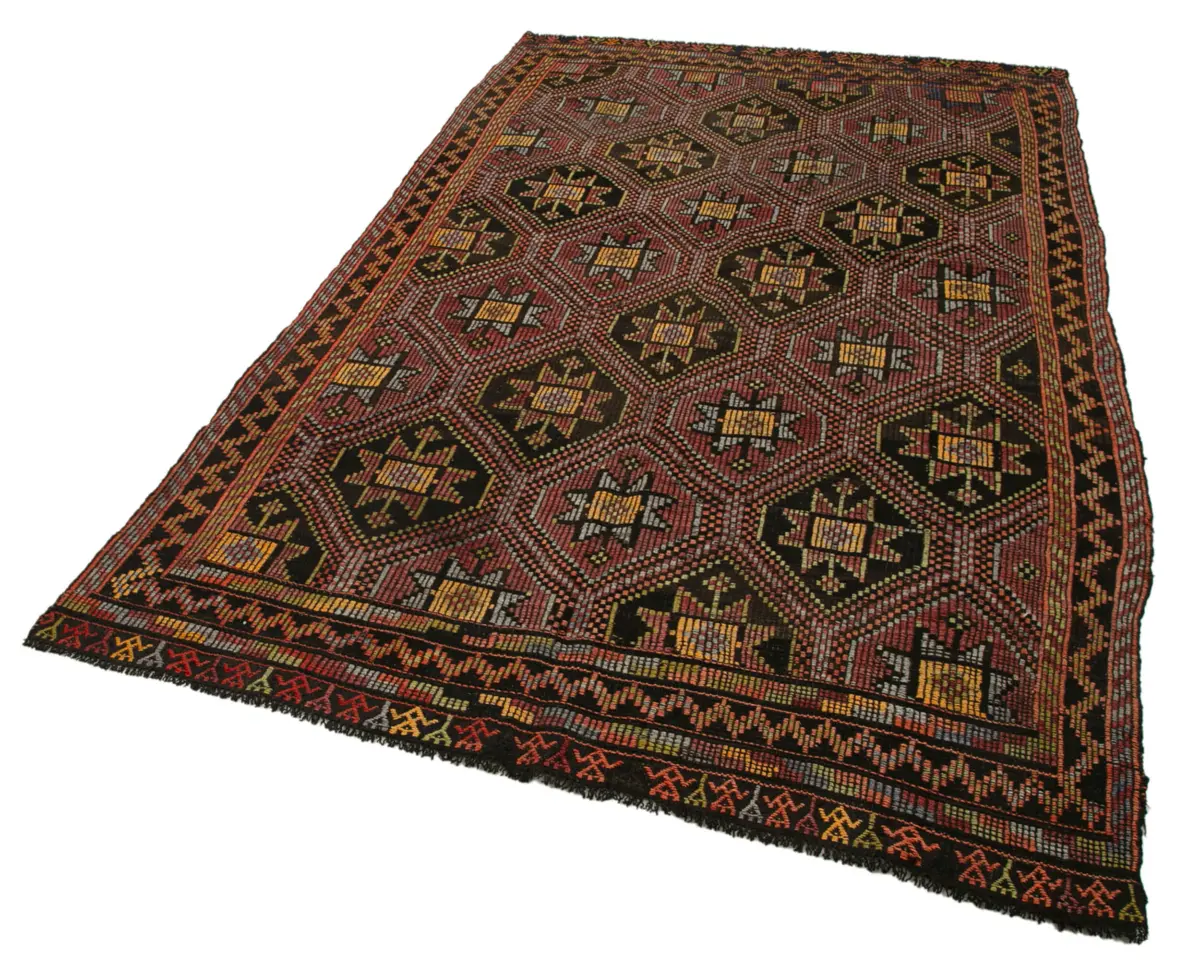 Cıcım Eskitme Kırmızı Renk Keçi Kılı El Dokuma Kilim-163x278 - Görsel 3