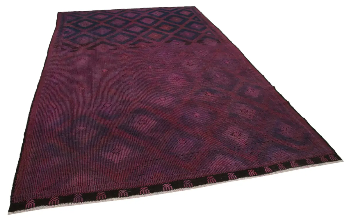 Cıcım Eskitme Pembe Renk Keçi Kılı El Dokuma Kilim-220x355 - Görsel 2