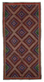 Cıcım Eskitme Multi Renk Keçi Kılı El Dokuma Kilim-178x376