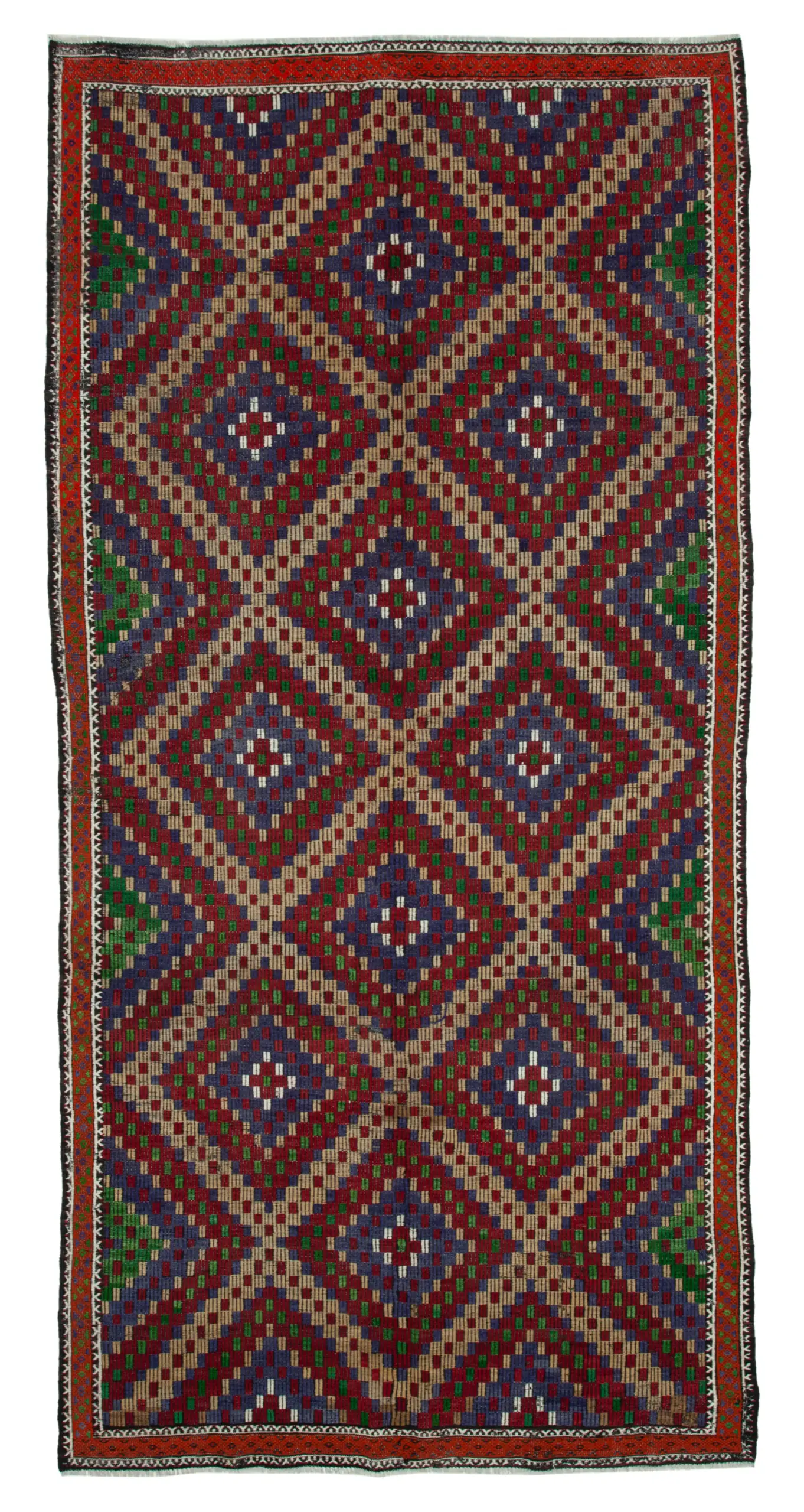 Rc_35687_1_Multicolor_Oriental_Kilim_Rugs Cıcım Eskitme Multi Renk Keçi Kılı El Dokuma Kilim-178x376 - Görsel 1
