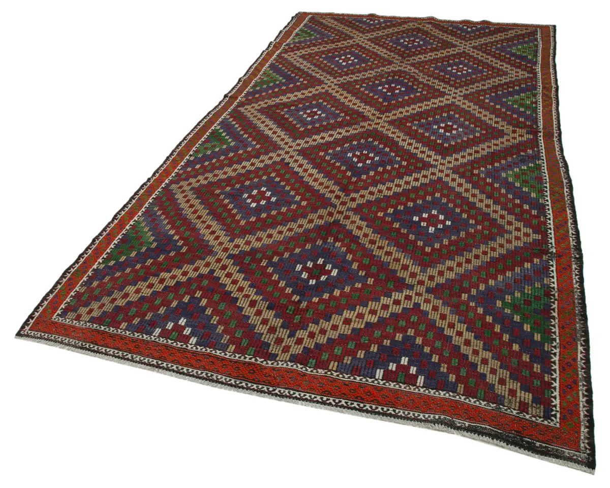 Cıcım Eskitme Multi Renk Keçi Kılı El Dokuma Kilim-178x376 - Görsel 3