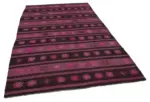 Cıcım Eskitme Pembe Renk Keçi Kılı El Dokuma Kilim-185x300 - Görsel 2