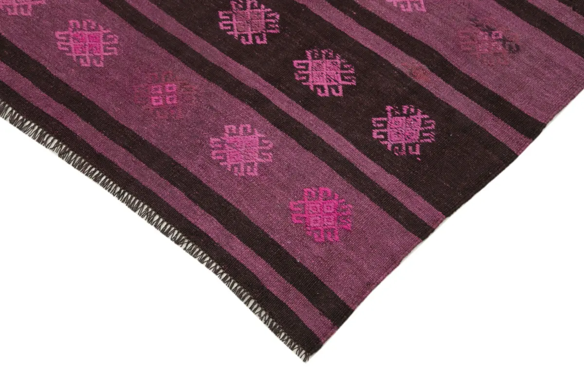 Cıcım Eskitme Pembe Renk Keçi Kılı El Dokuma Kilim-185x300 - Görsel 4