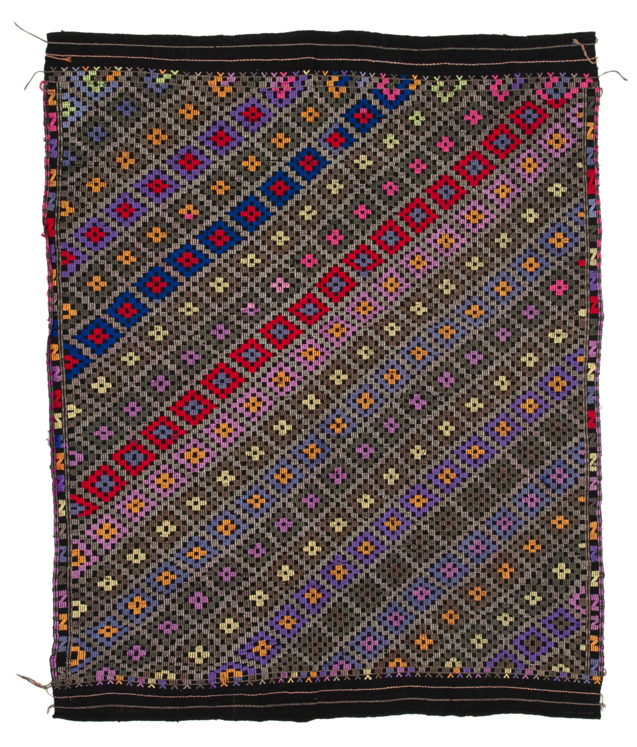 Cıcım Eskitme Multi Renk Keçi Kılı El Dokuma Kilim-191x236 - Görsel 1