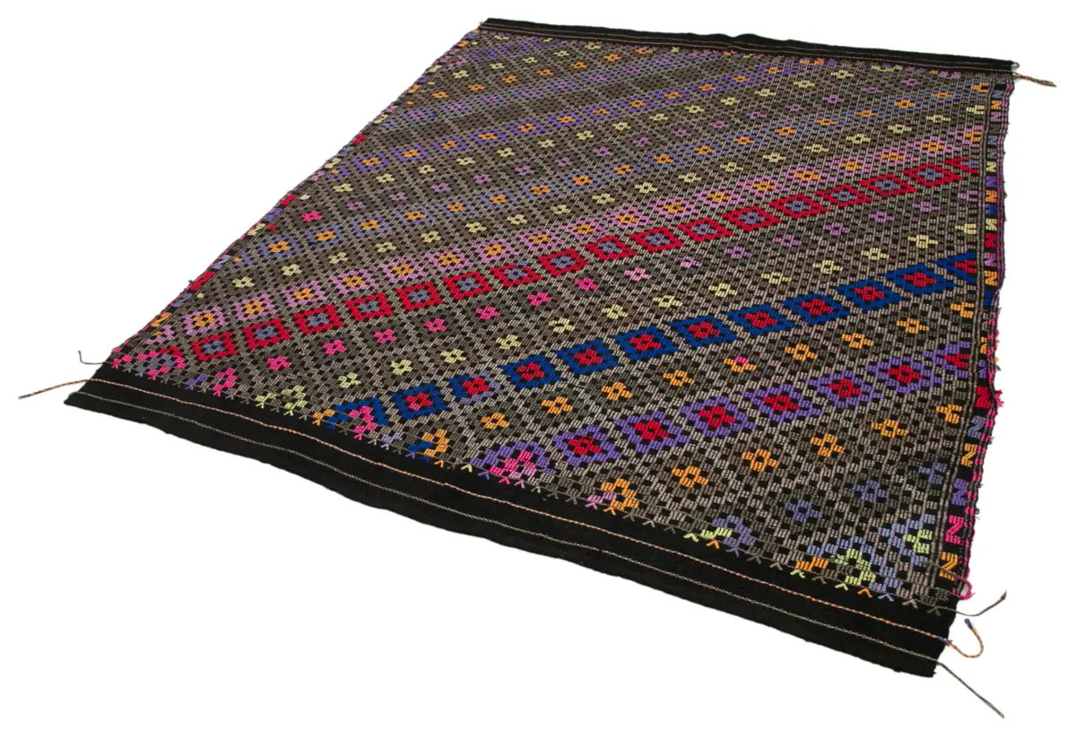 Cıcım Eskitme Multi Renk Keçi Kılı El Dokuma Kilim-191x236 - Görsel 3