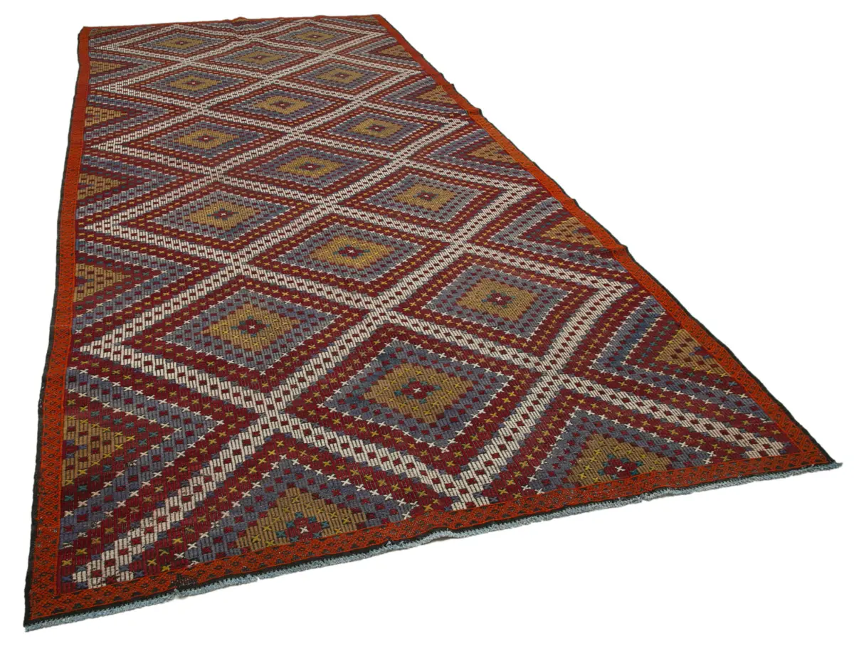 Cıcım Eskitme Multi Renk Keçi Kılı El Dokuma Kilim-201x433 - Görsel 2