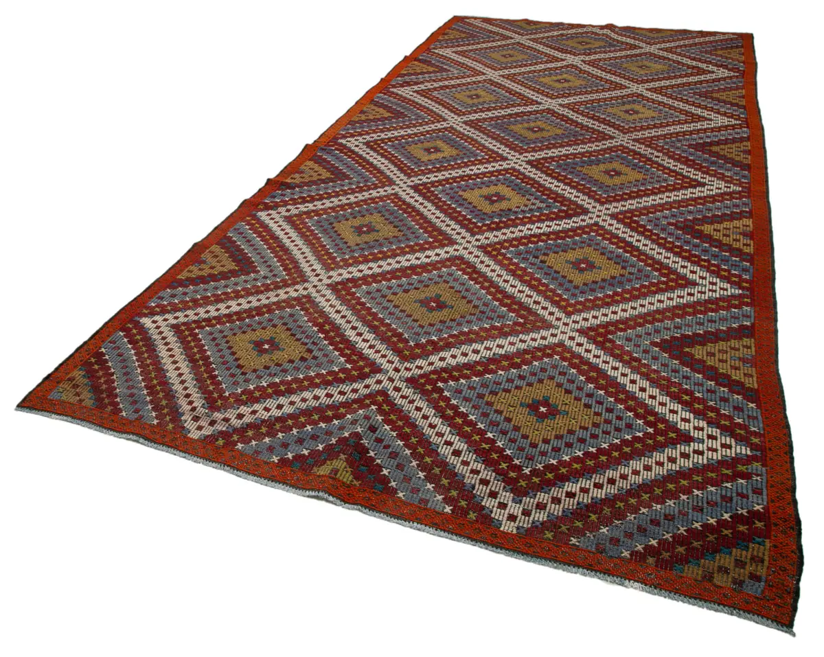 Cıcım Eskitme Multi Renk Keçi Kılı El Dokuma Kilim-201x433 - Görsel 3