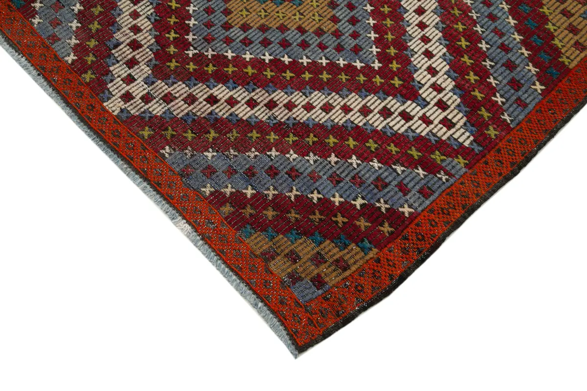 Cıcım Eskitme Multi Renk Keçi Kılı El Dokuma Kilim-201x433 - Görsel 4