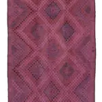 Cıcım Eskitme Pembe Renk Keçi Kılı El Dokuma Kilim-158x365