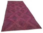 Cıcım Eskitme Pembe Renk Keçi Kılı El Dokuma Kilim-158x365 - Görsel 2