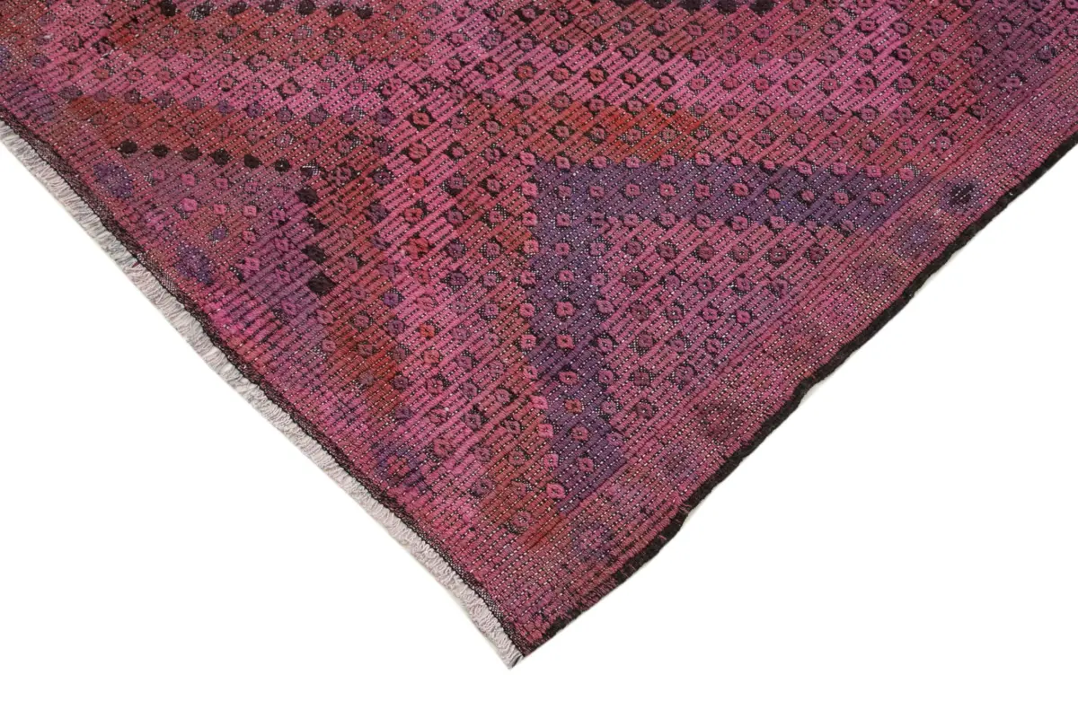 Cıcım Eskitme Pembe Renk Keçi Kılı El Dokuma Kilim-158x365 - Görsel 4