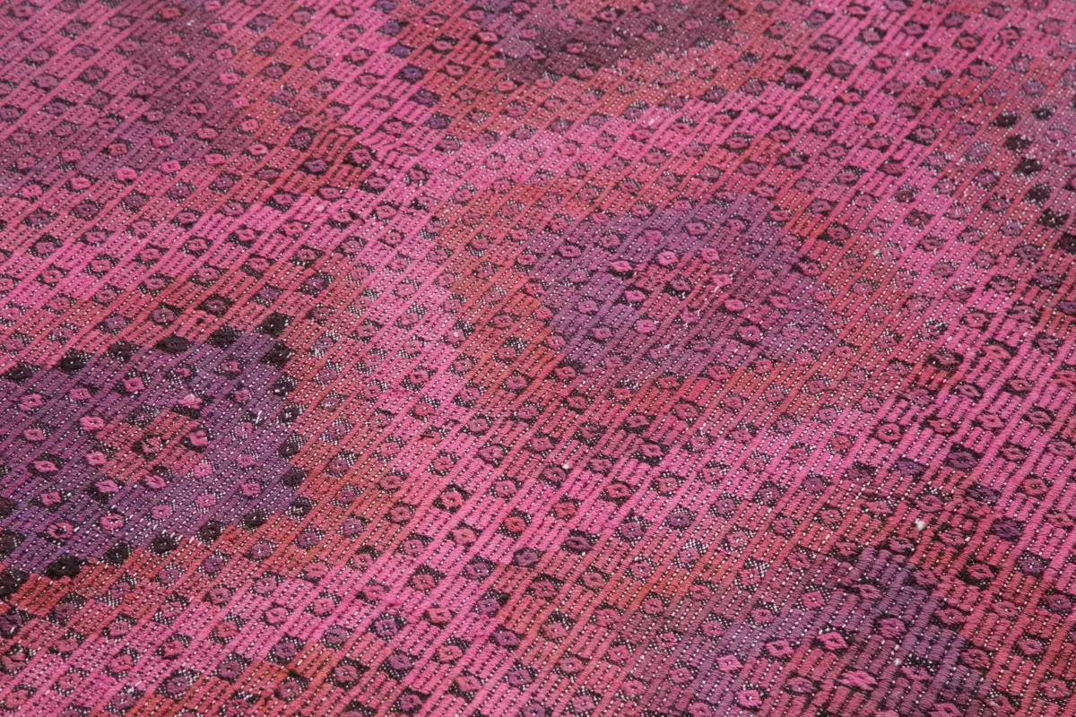 Cıcım Eskitme Pembe Renk Keçi Kılı El Dokuma Kilim-158x365 - Görsel 5