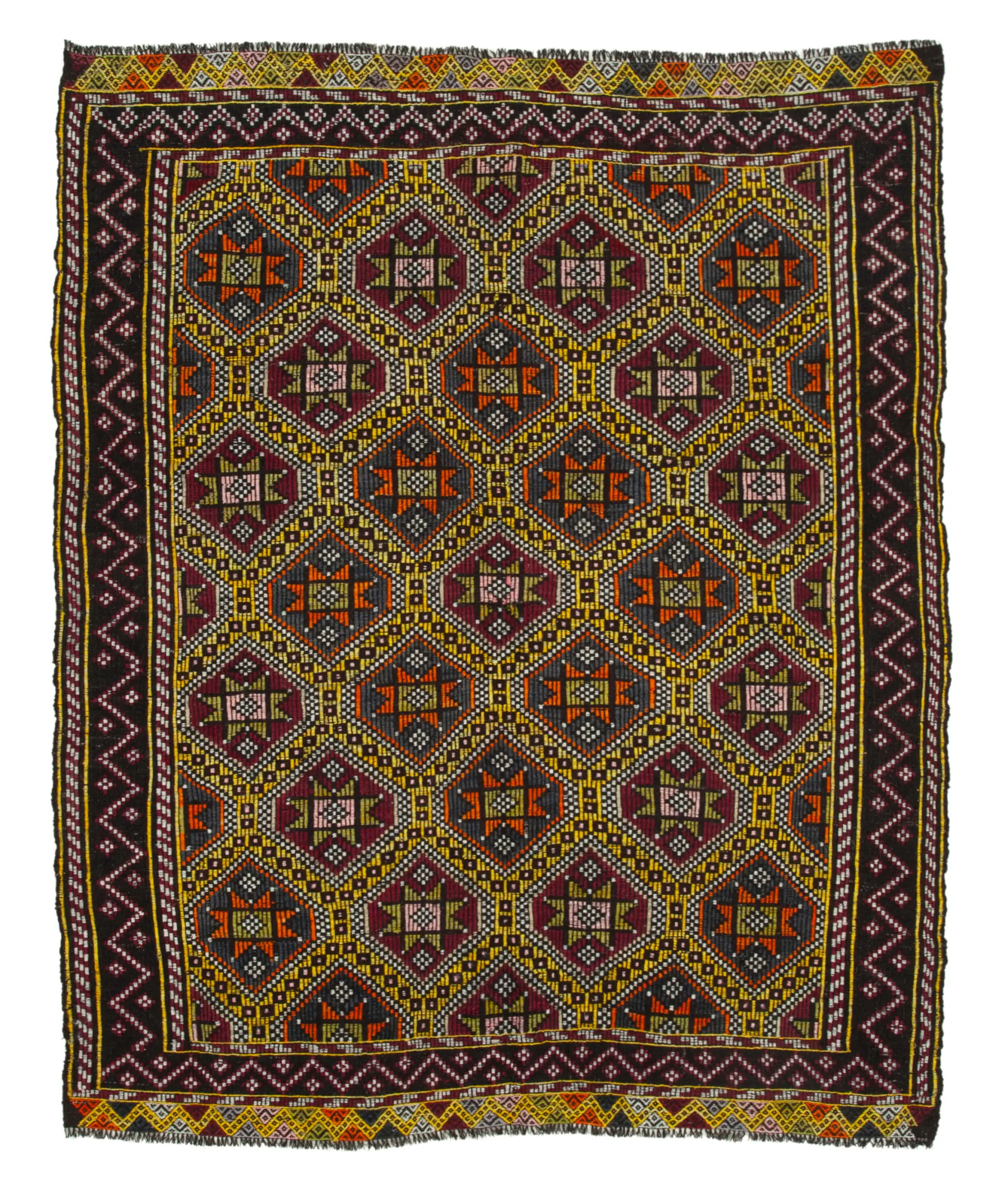 Rc_35696_1_Multicolor_Oriental_Kilim_Rugs Cıcım Eskitme Multi Renk Keçi Kılı El Dokuma Kilim-191x223 - Görsel 1