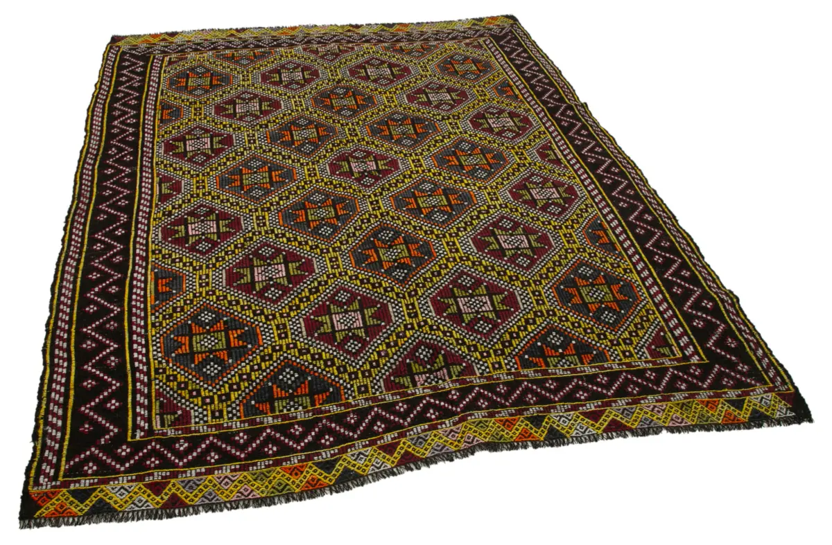 Cıcım Eskitme Multi Renk Keçi Kılı El Dokuma Kilim-191x223 - Görsel 2