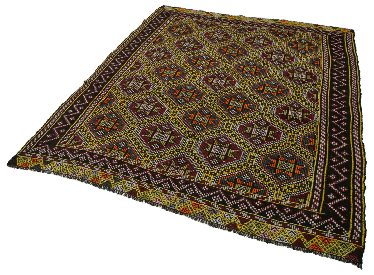Cıcım Eskitme Multi Renk Keçi Kılı El Dokuma Kilim-191x223 - Görsel 3