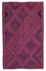 Cıcım Eskitme Pembe Renk Keçi Kılı El Dokuma Kilim-180x290