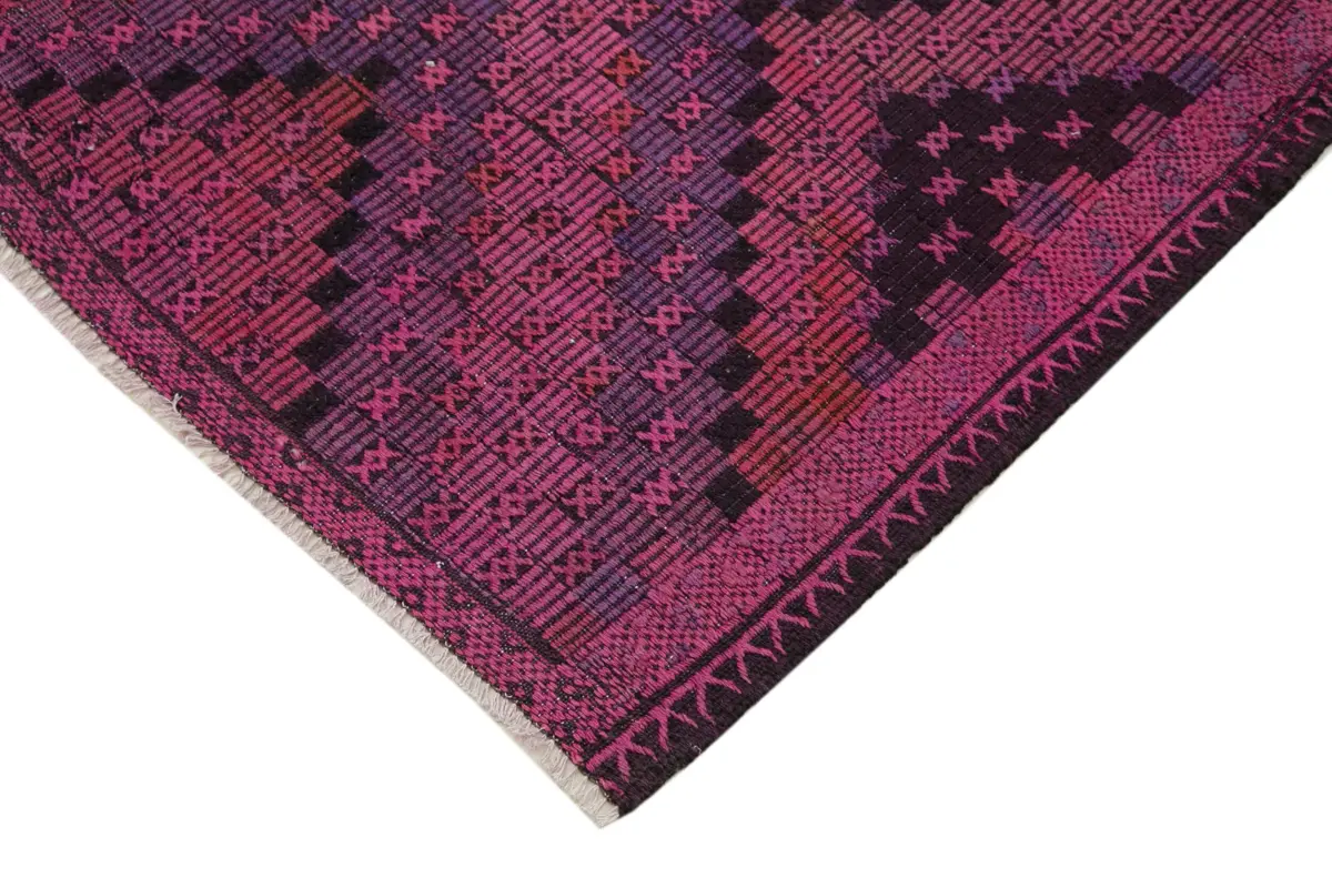 Cıcım Eskitme Pembe Renk Keçi Kılı El Dokuma Kilim-180x290 - Görsel 4