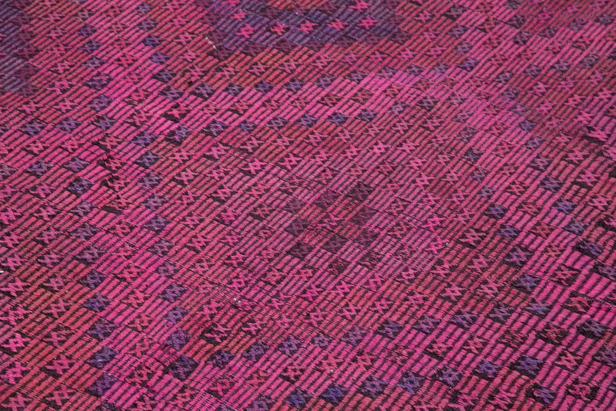 Cıcım Eskitme Pembe Renk Keçi Kılı El Dokuma Kilim-180x290 - Görsel 5