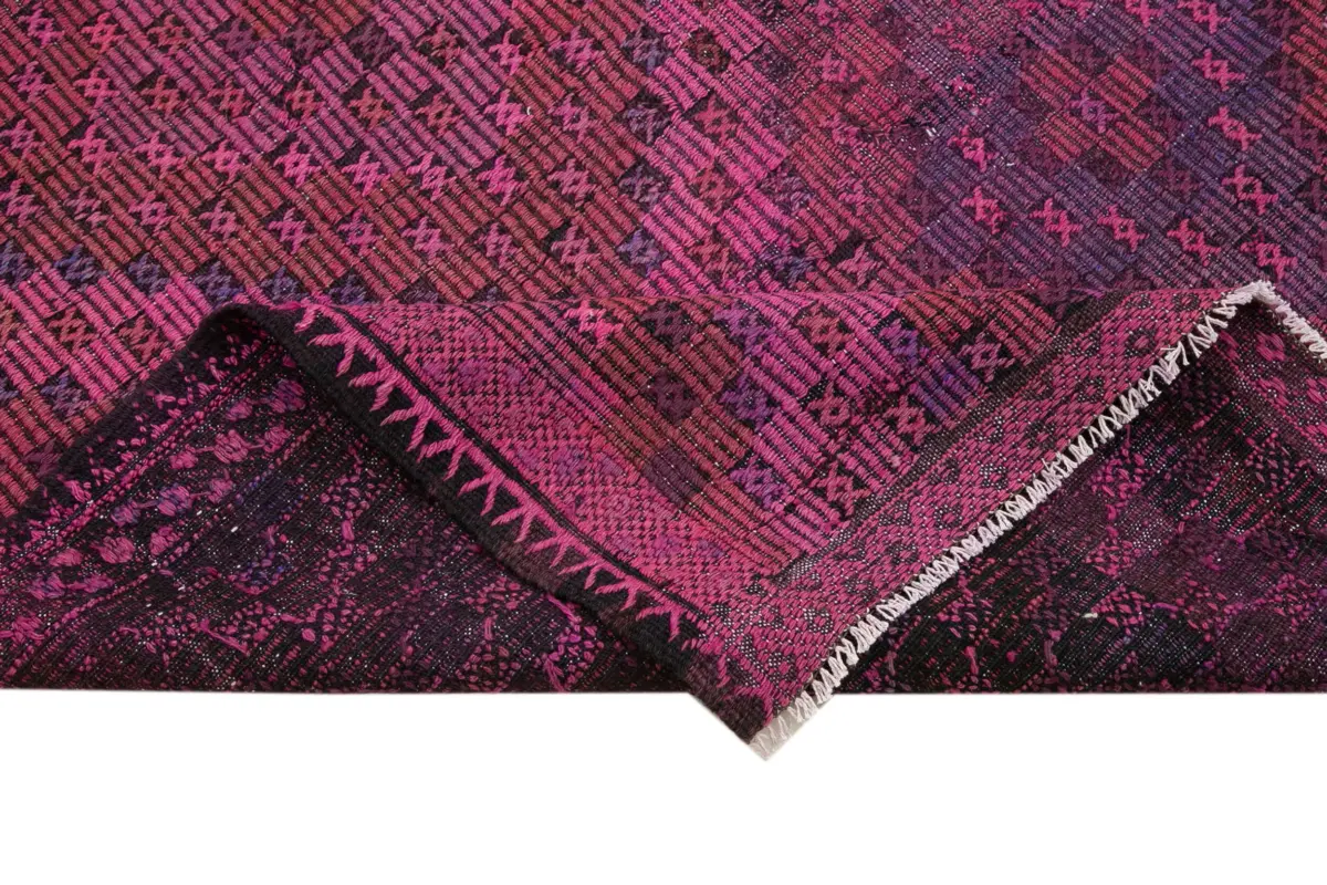 Cıcım Eskitme Pembe Renk Keçi Kılı El Dokuma Kilim-180x290 - Görsel 6