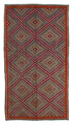 Cıcım Eskitme Multi Renk Keçi Kılı El Dokuma Kilim-176x315