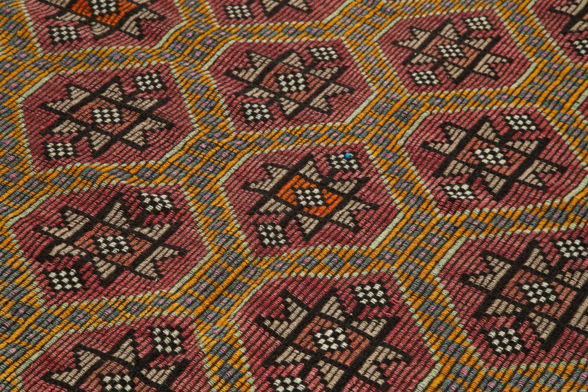 Cıcım Eskitme Multi Renk Keçi Kılı El Dokuma Kilim-167x295 - Görsel 5