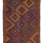 Cıcım Eskitme Multi Renk Keçi Kılı El Dokuma Kilim-180x346