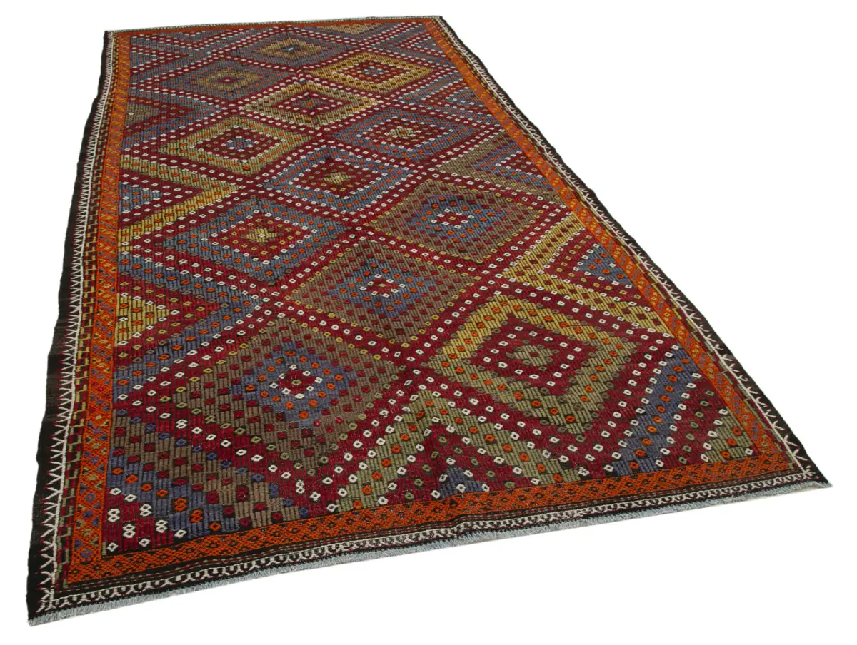 Cıcım Eskitme Multi Renk Keçi Kılı El Dokuma Kilim-180x346 - Görsel 2