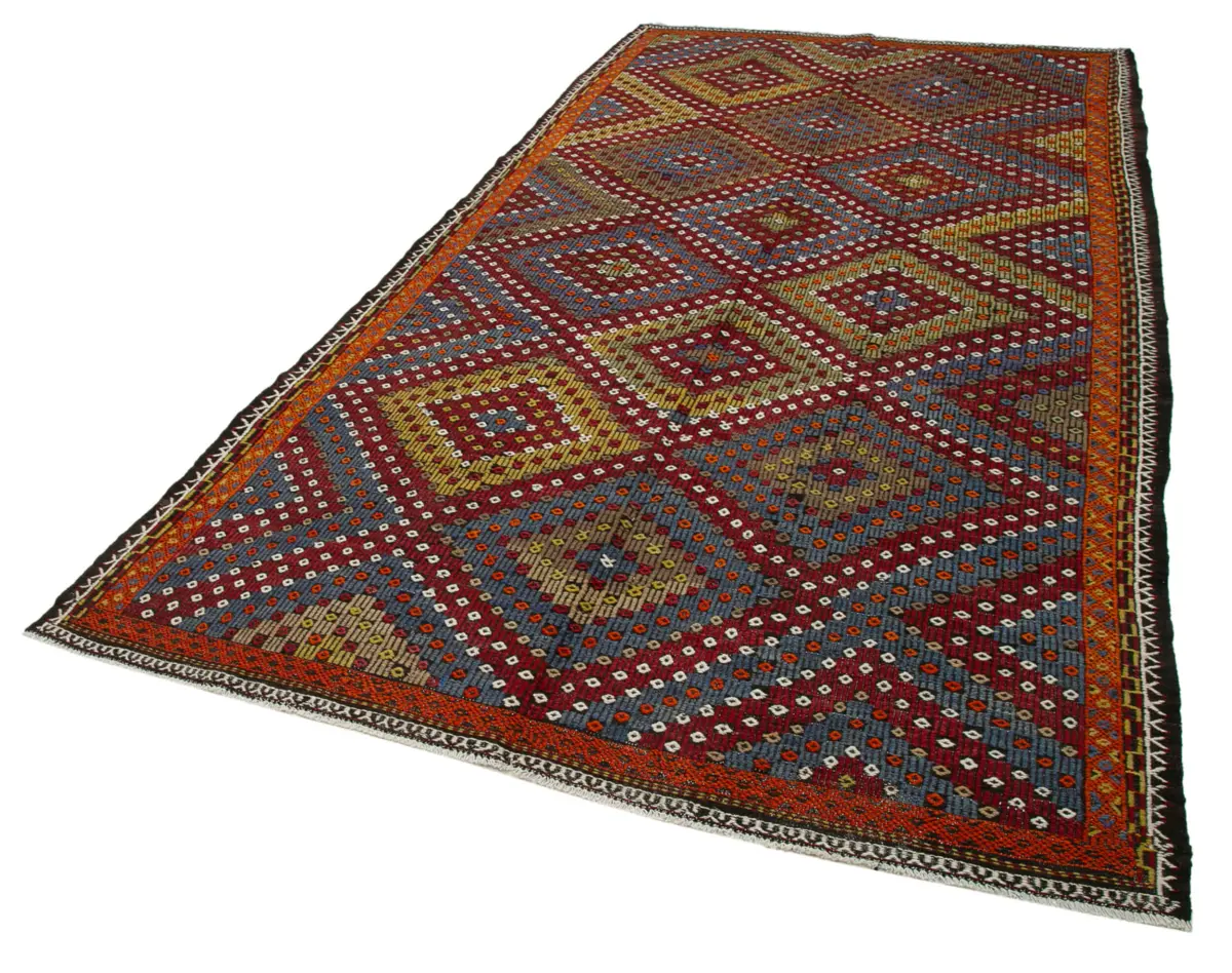 Cıcım Eskitme Multi Renk Keçi Kılı El Dokuma Kilim-180x346 - Görsel 3