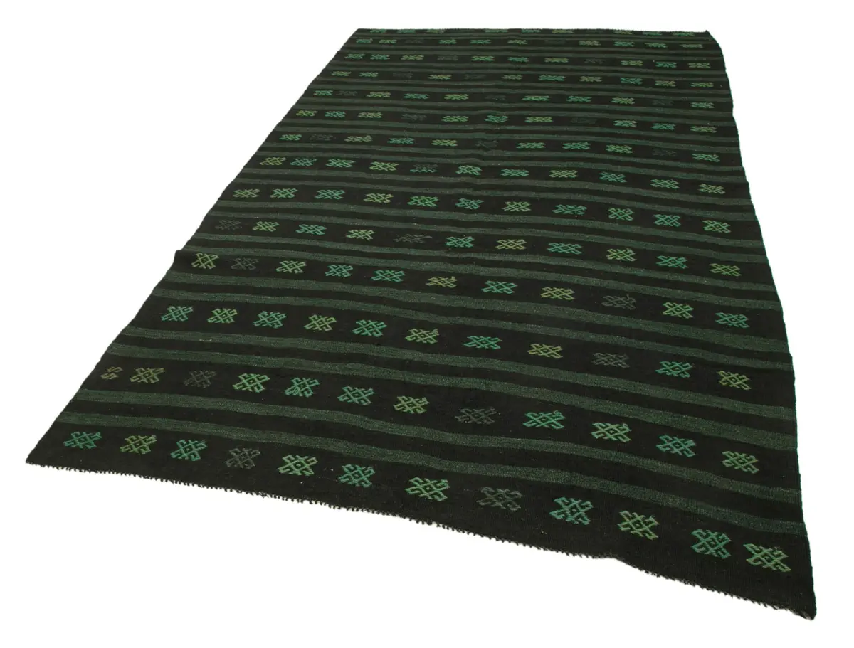 Cıcım Eskitme Yeşil Renk Keçi Kılı El Dokuma Kilim-183x320 - Görsel 3