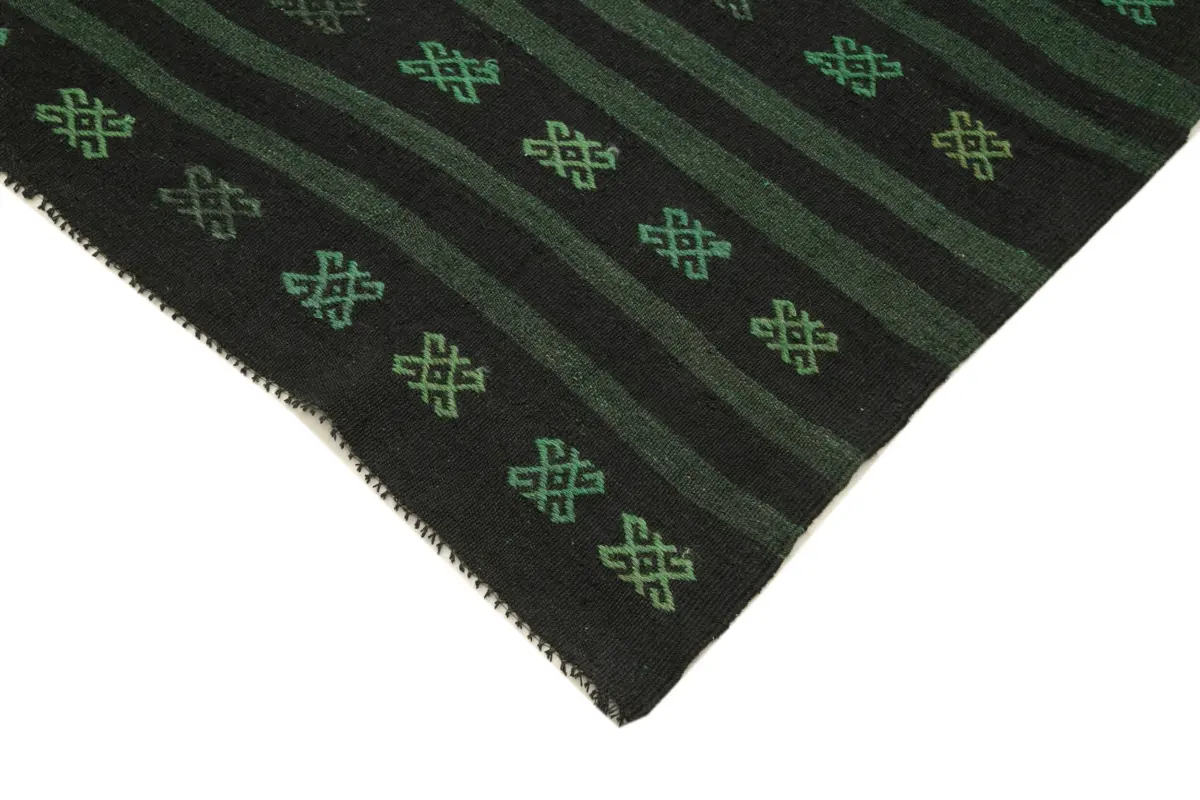 Cıcım Eskitme Yeşil Renk Keçi Kılı El Dokuma Kilim-183x320 - Görsel 4