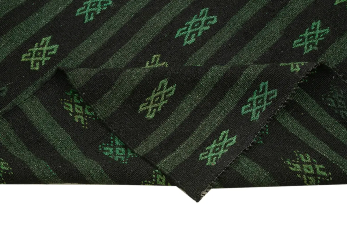 Cıcım Eskitme Yeşil Renk Keçi Kılı El Dokuma Kilim-183x320 - Görsel 6