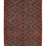 Cıcım Eskitme Multi Renk Keçi Kılı El Dokuma Kilim-175x377