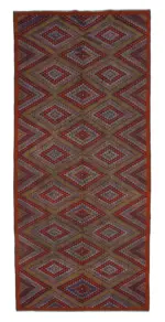 Cıcım Eskitme Multi Renk Keçi Kılı El Dokuma Kilim-175x377