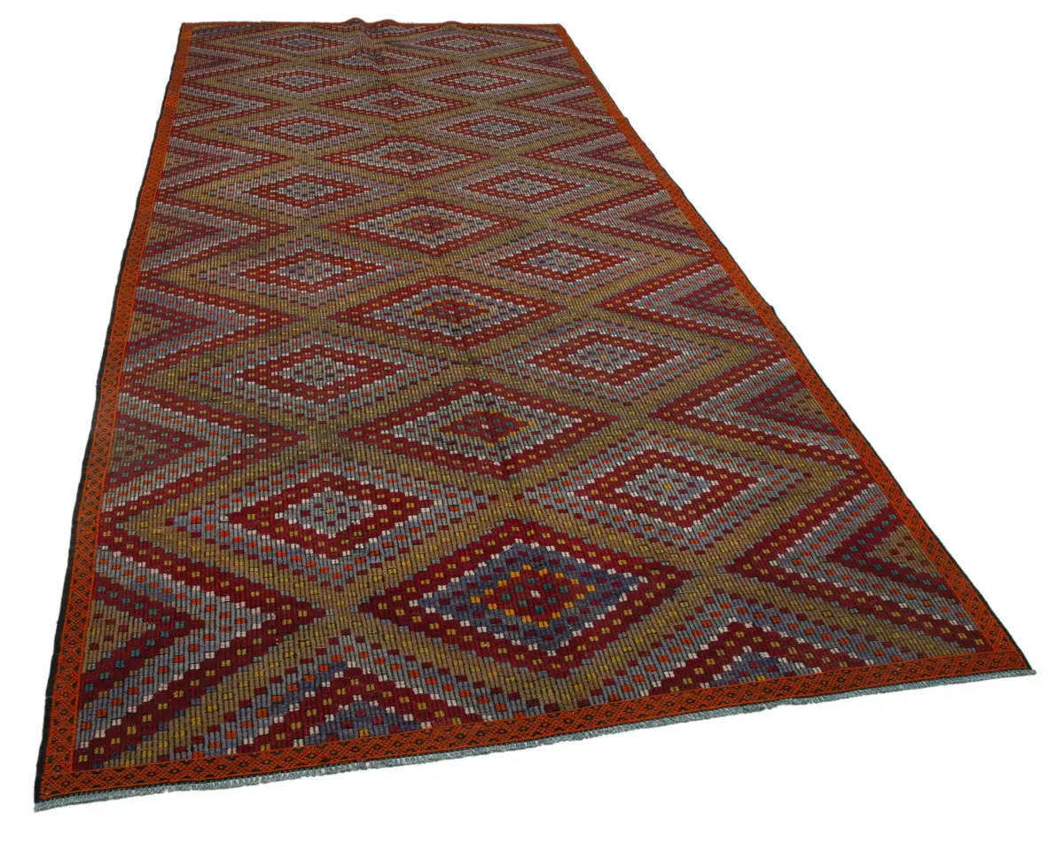 Cıcım Eskitme Multi Renk Keçi Kılı El Dokuma Kilim-175x377 - Görsel 2