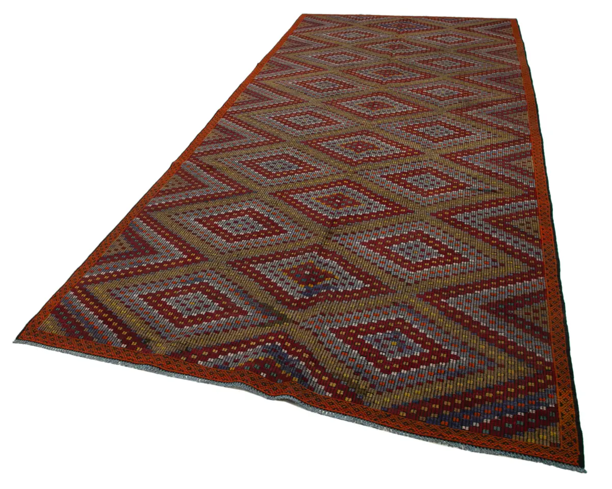 Cıcım Eskitme Multi Renk Keçi Kılı El Dokuma Kilim-175x377 - Görsel 3