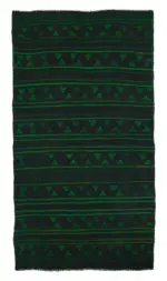 Cıcım Eskitme Yeşil Renk Keçi Kılı El Dokuma Kilim-174x332