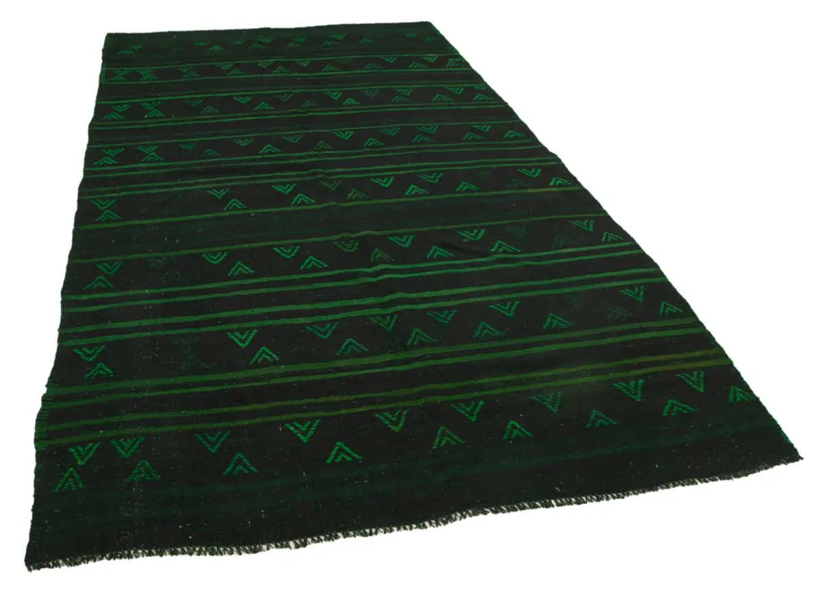 Cıcım Eskitme Yeşil Renk Keçi Kılı El Dokuma Kilim-174x332 - Görsel 2