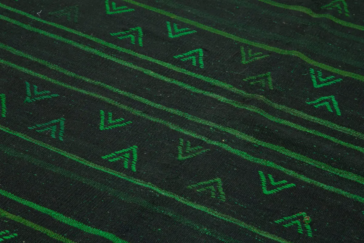 Cıcım Eskitme Yeşil Renk Keçi Kılı El Dokuma Kilim-174x332 - Görsel 5